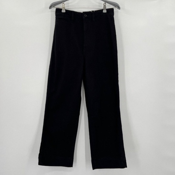 Quince Women's Black Stretch Cotton Twill Wide-Leg Crop Pants sz 32 NWT - Picture 2 of 6